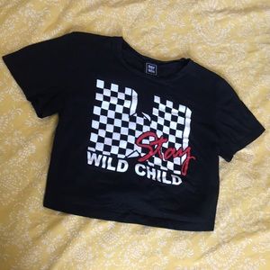 Stay Wild Child Black Crop Top
